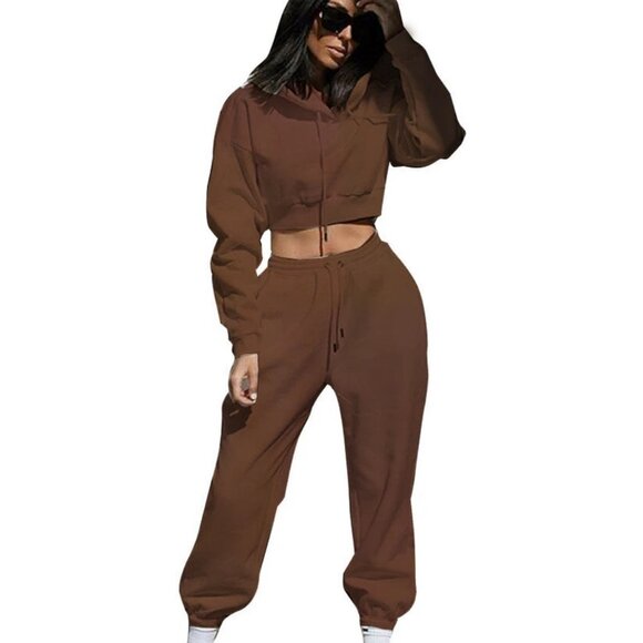 Fleece Tracksuit Sweatsuit Hoodie Sports Suit Tops Sweatpants Pants Set - Picture 12 of 12